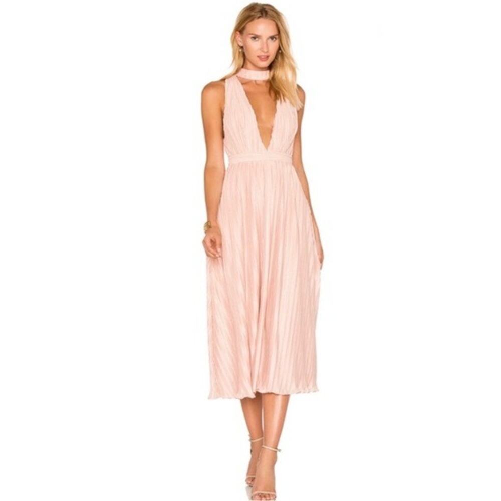 NBD Midi Dress Pleated Flowy Coquette Romantic Formal Wedding Guest Party Prom S